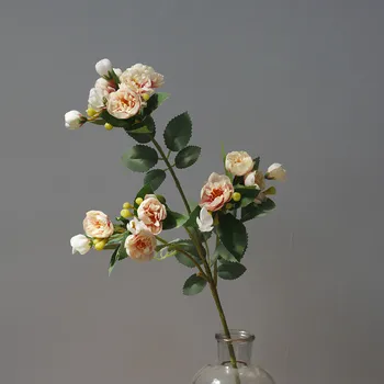 Mazās Rozes zars ar viltus lapas apdare mariage dārza piederumi zīda ziedi, mājas dekoru