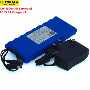 Liitokala 12 v 9.8 Ah 9800mAh 18650 Uzlādējams Akumulators 12V Aizsardzības pārvalde CCTV Monitors akumulators +12,6 V 1A Lādētāju