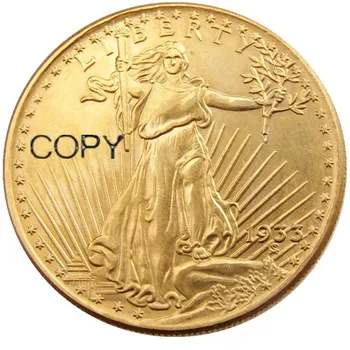 MUMS 1933 $20 Dolāru Saint Gaudens Double Eagle Gold Plated/Vara Kopēt Monētas(Ar Kopiju Vārdu Uz Muguras)