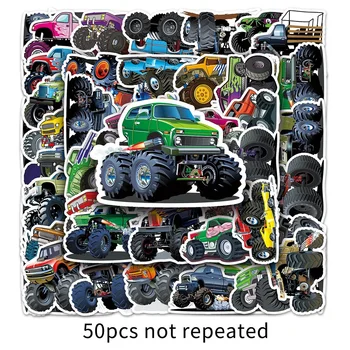 10/50GAB Jaunu Monster Truck Sacensību Karikatūra Uzlīmes DIY Klēpjdatoru Bagāžas Skeitborda, Graffiti Uzlīmes Foršs Auto Uzlīmes, Klasiskās Rotaļlietas