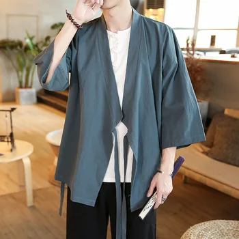 Japānas Vīriešu Jaka Kimono Tradicionālo Japāņu Samuraju Apģērbu Streetwear Yukata Vīriešu Krekls Haori Vīriešu Kimono Krekls 4XL 5XL
