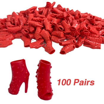 NK Vairumtirdzniecības 100 Pāri/Set Modes Papēži Mūsdienu Sarkanas Kurpes Puse Sandales Barbie Lelle Piederumi Mērci DIY Rotaļlietas