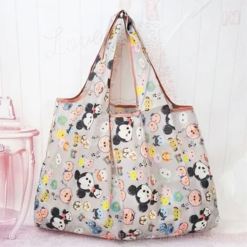 50x60cm Disney cartoon nolokāmi, soma, iepirkšanās Mickey mouse soma uzglabāšanai Augstas ietilpības zaļā soma rokas karikatūra pleca