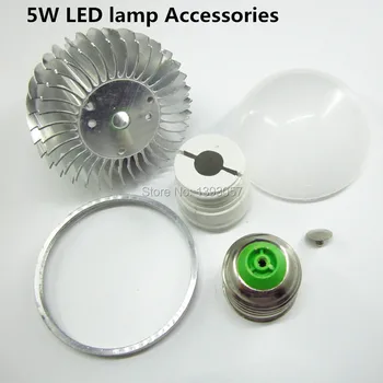 5 Iestatiet 5W LED spuldzes lampas piederumi E27 E14 B22 Gu10 DIY Alumīnija apvalka komplekts LED daļas