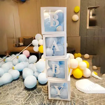 Caurspīdīgs Alfabēta Nosaukums Kaste Dzimšanas dienas Balons Lodziņā Kāzu Globos Bērni 1. Dzimšanas dienas svinības Apdare Lateksa Balonu BabyShower