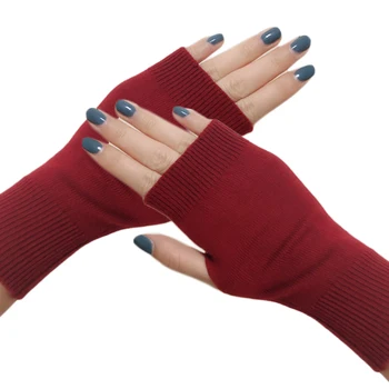 Vienkārši Modes Sieviešu Rokas Cimdi Siltākas Ziemas Stretchy Roku Tamborēšanas, Adīšanas Vilnas Mīkstie Pirkstaiņi Ilgi Fingerless Cietā Cimdi