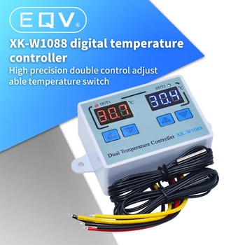 Dual Ciparu Termostats, Temperatūras regulators Divi Releja Izejas Thermoregulator inkubatoru Apkures, Dzesēšanas XK-W1088