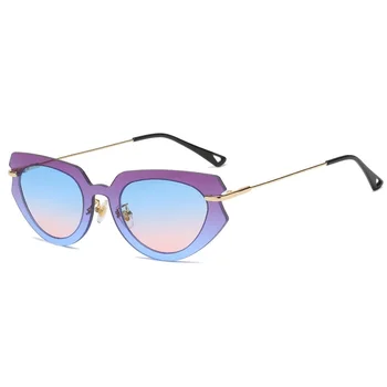 Bez apmales Cat Eye Saulesbrilles Sieviešu viengabala Pārredzamu Slīpuma Rāmi, Saules Brilles Zīmola Dizaineru Brilles Toņos Oculos UV400