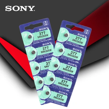 10pcs Sony 100% Oriģināls 377 SR626SW SR626 AG4 1.55 V Sudraba Oksīda Skatīties Akumulatora SR626SW 377 Pogu Monēta Šūnu ražots JAPĀNĀ