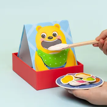 Cute Bear Barošanu Spēle Montessori Rotaļlietas Uzlabot Roku-acu Koordināciju, Smalko motoriku, Izglītības Rotaļlietas Ziemassvētku Dāvanu Komplekts