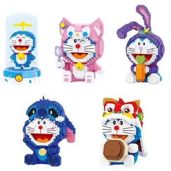 Doraemon Mikro Celtniecības Bloki Cosplay Dūriens Linabell Lauva Dejas Kawaii Plastmasas Mini Ķieģeļu Attēls Rotaļlietas Bērniem Dāvanas