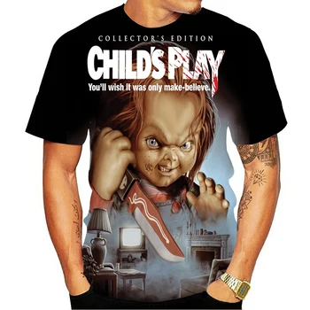 Chucky 3D Iespiests T-Krekli Bērnu spēle Šausmu Filma Streetwear Vīrieši Sievietes Lielgabarīta T Krekls Modes Tees Kpop Bērniem Zēnu Apģērbi
