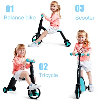 3 in 1 Bērnu Kick Scooter Kickboard+ Tricikls + Līdzsvaru Bērnu velosipēds Braukt Uz Rotaļlietu Zēns Meitene Scooter Regulējams Toddler Dzimšanas dienas Dāvana