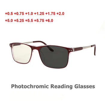 Modes Photochromic Lasīšanas Brilles PC Elastīgu Briļļu ietvaru Presbyopic Brilles Plus Dioptrijas +0.5 +0.75 +1.0 Līdz +6.0 Unisex