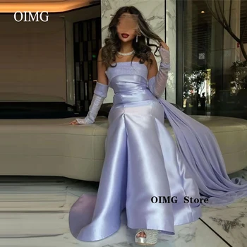 OIMG Eleganta Violeta Satīna Sirēna, vakartērpi, Spīdīga Sequin Strapless Cimdi Saūda arābu Sievietes Formālā Puse, Balles Kleitas