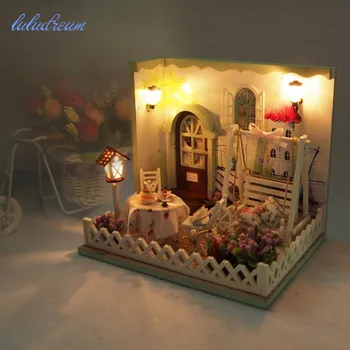 Leļļu Mājas mēbeles, Mēbeles Diy Miniatūras Putekļu Vāciņa, 3D Koka Miniaturas Namiņš Rotaļlietas Bērniem Dzimšanas dienas Dāvanu Secret Garden