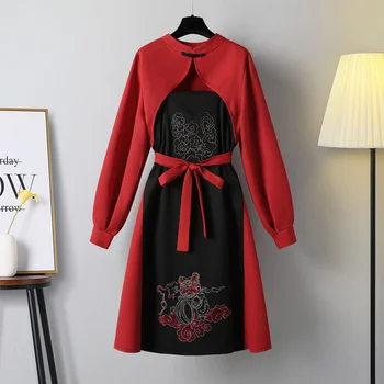 2022. gada Pavasarī Jaunu Retro Han Elements divdaļīga Ķīniešu Stilā Zeķu Kleitu, Uzvalku Retro Hanfu Sieviešu Apģērbs