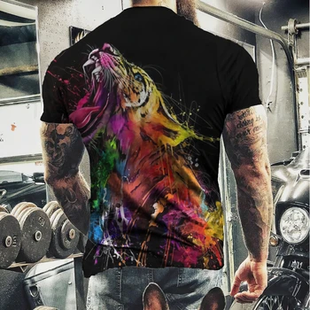 Vintage T-krekls Vīriešiem 2023 Jaunu Dzīvnieku 3D Drukas Īsām Piedurknēm Topi Āra Iela Tiger T Krekls Lielgabarīta Tee Kreklu apdruka Vīriešu Apģērbs