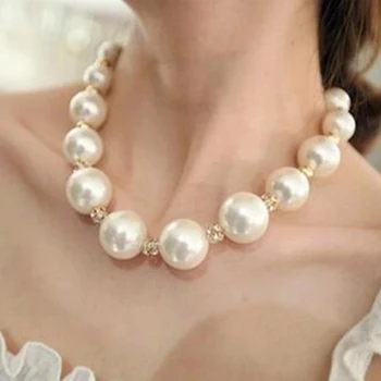 MASA Jauns Moderns Modes Lielas, Mākslīgas Pērles sānslīdi kaklasaite Kaklarota Apkakles Paziņojumu Kristāla Maxi Sieviešu Kāzu Rotaslietas, Dāvanas MASA151