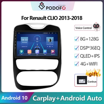 Podofo Android 10 DSP Auto Radio Multimidia Video Atskaņotājs Navigācija GPS Renault S. A CLIO 2013-2018 2din 4G WIFI Carplay Vadītājs