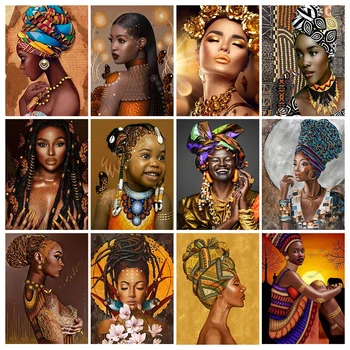 Jauns 5D DIY Dimanta Krāsošana Āfrikas Sieviete, Rhinestone Mozaīkas Izšuvumi Krustdūrienā Portrets Mozaīkas Dimanta Krāsošana