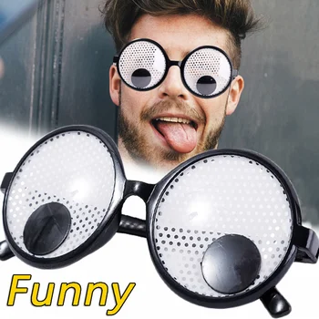 Smieklīgi Quirky Sunglass Apaļā Rāmja Grozāms Brilles PC Gaismas Baltās un Melnās Saulesbrilles Hip Hop Moderns Klubs Spēle Prop Brilles