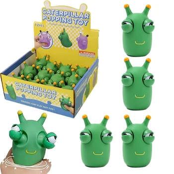 Smieklīgi Zāle Tārps Šķipsnu Rotaļlietas Jaunums Acu Popping Tārps Izspiest Rotaļlietas Izspiest Zaļo Acu Veselīgs Tārps Rotaļlietas Grass 3D Worm Rotaļlietas