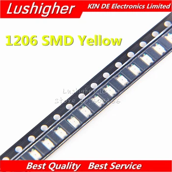 100gab Dzeltena 1206 SMD LED Dzeltenās Krāsas Diožu Gaismas 3216