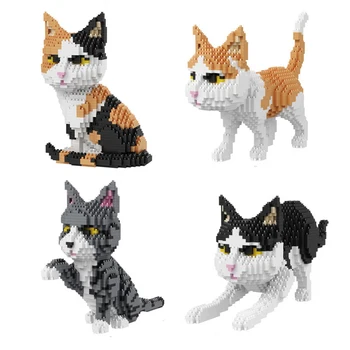 Balody Cute Karikatūra Kaķis Celtniecības Bloki, Dimanta ķieģeļi melns kaķis Modeli izglītojošas rotaļlietas bērniem Meitene dāvanas