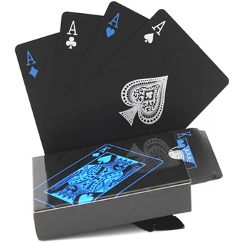 Melnā Zelta Kāršu Pokera Spēle Klāja, zila, Sudraba Pokera Uzvalks Plastmasas Burvju Ūdensnecaurlaidīga Klāja Kartes Burvju Ūdens Dāvanu Kolekcija