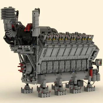 KM tehnoloģiju veidošanas bloku V16 dīzelis motora RC augstas grūtības montāžas rotaļlieta modelis bērnu Ziemassvētku dāvanu