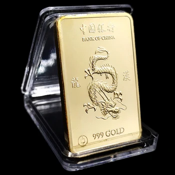 Bank of China Zelta Lietņu Bārs, Ķīniešu Pūķis, Suvenīru, Dāvanu Tai Chi Piemiņas Monētas Zelta Pārklājumu Bārs