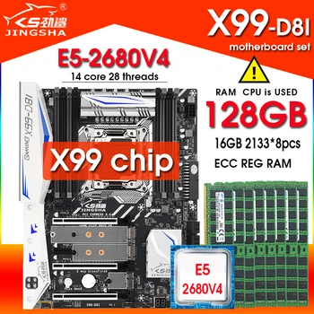 JINGSHA X99 D8I Mātesplati KOMPLEKTS LGA2011-3 ar xeon E5 2680V4 cpu procesors 128gb (8*16gb) ddr4 ECC REG Atmiņas četri kanāli