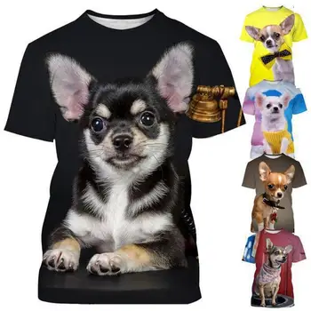 Jaunas Vasaras Modes Dzīvnieku Suns Chihuahua 3d Iespiests T-kreklu apdruka Vīriešu Sieviešu Bērnu Ielu Ikdienas Topi Viegls, Elpojošs