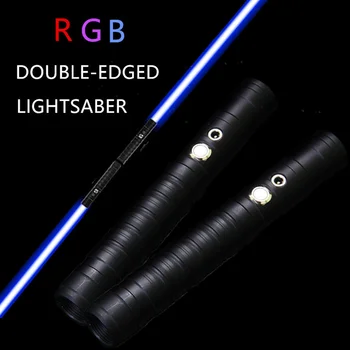 Griezīgs Lightsaber RGB 7 Krāsas Izmaiņas LED Lāzera Zobens, Divi Vienā Ieslēdzamas Saber Skaņas Pilna Metāla Rokturi Cosplay Dāvanas