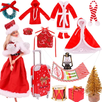 Barbies Drēbes Lelli, Ornamentu, apģērba Piederumus,10 Vienumus Santa Claus noteikti 11.8 collu,Elf Doll Apģērbu ,Meitene ir Ziemassvētku Dāvana