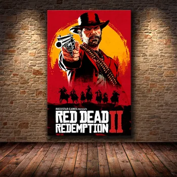 Red Dead Redemption 2 Spēle Audekla Plakāta Sienas Art Print Tapetes Krāsošana Dekoratīvie Cuadros Sienas Attēlu Dzīvojamā Istaba