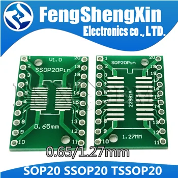 10pcs/daudz SOP20 SSOP20 TSSOP20, lai DIP20 Pinboard SMD, Lai IEMĒRKŠANA Adapteris 0,65 mm/1.27 mm uz 2.54 mm DIP Pin PHB Valdes Pārskaitījumu