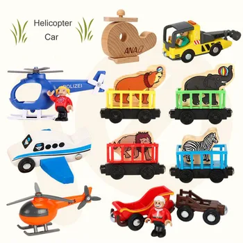Koka Magnētisko Vilcienu, Lidmašīnu Koka Dzelzceļa Helikoptera Kravas Auto Aksesuāri, Rotaļlietas Bērniem Fit Koka Lodīšu Dziesmas Dāvanas
