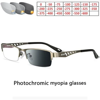 0 -0.50 -0.75 -175 -5.5 -6 Metāla rāmis Photochromic Saulesbrilles Hameleons Objektīvs Tuvredzība Brilles Sievietēm tuvredzīga Brilles