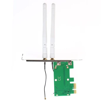 Bezvadu Wifi Tīkla Karte Mini PCI-E Uz PCI-E 1X Desktop Adapter + 2 Antenas