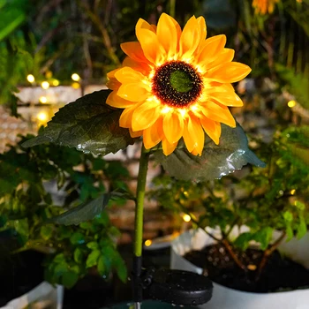 Mākslīgie Ziedi Saulespuķu Saules Ūdensizturīgs Dārza LED Automātiskās Indukcijas Gaismas Režīmā Dārza Ietvi Dekoru Kapos Dekori