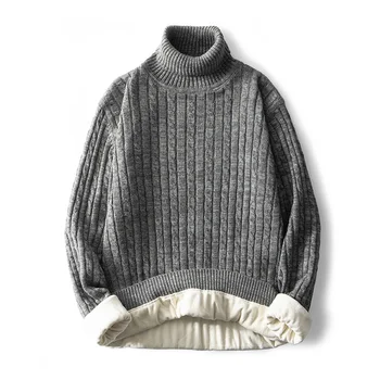 Džemperis Korejas Modes Džemperi Y2k Vīriešu Apģērbu 2022 Pulovers Drēbes Knitwears Lielgabarīta Garām Piedurknēm, Augsta Apkakle Topi Pievienot Vilna