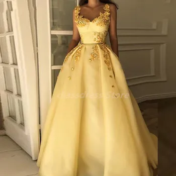 Jaunas Gaiši Dzeltenā Balles Kleitas, 2022 Mīļotā Ziedi Siksnas Ilgi Eleganta Vakarkleita Oficiālu Vestidos De Diesta Pasūtījuma