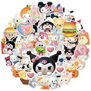 10/30/60pcs Sanrio Cute Karikatūra Hello Kitty Kuromi 3D Estētisko Uzlīmju Albums Klēpjdatoru Tālrunis Bagāžas Grafiti Uzlīmes, Mazulis, Rotaļu