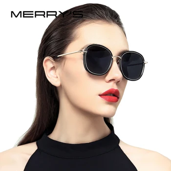 MERRYS DIZAINA Sievietes Polarizētās Saulesbrilles, Modes Saules Brillēm, Metāla Templis 100% UV Aizsardzība S6108