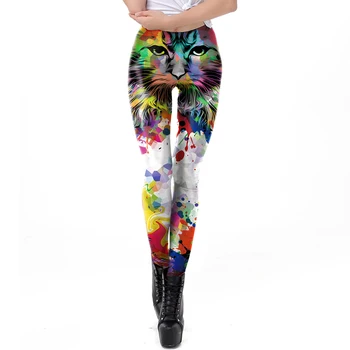 [Tu esi Mans Noslēpums] Jaunas Sievietes Dzīvnieku Iespiesti Legging Multicolor Cat Modelis Bikses Fitnesa Augsta Vidukļa PUSH UP Treniņu Leggins