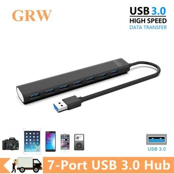 Grwibeou 7) Ostas USB Hub USB 3.0 Hub ātrgaitas USB Sadalītājs 5Gbps PC Datoru Piederumi Multiport HUB 4 USB 3.0 2.0 Porti