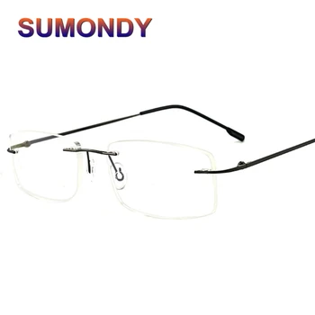 SUMONDY Vīriešiem, Sievietēm, Eleganta, bez apmales Brilles Rāmis Kvalitātes Ultravieglajiem Skaists Biznesa Briļļu Rāmji Vienkāršā Stikla Brilles UF40