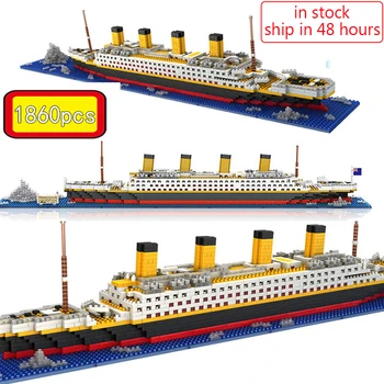 1860pcs RMS Titānika Modelis Liela Kruīza Kuģa/Laivas 3D Mikro Celtniecības Bloki, Ķieģeļu Kolekcija DIY Rotaļlietas Bērniem Ziemassvētku Dāvanu